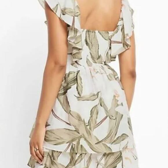 NWT, Express • Tropical Ruffle Mini Dress, Size XS - Picture 3 of 3